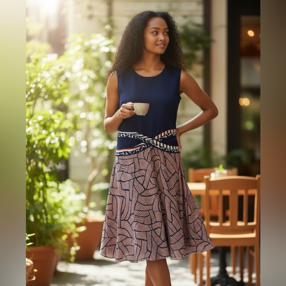 Diane Von Furstenberg DVF Rosalie Silk Fit & Flare Dress Mixed Print Size 4